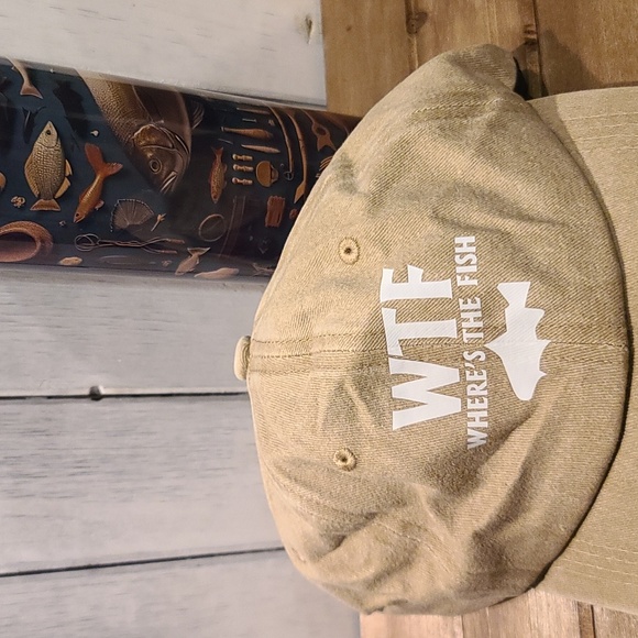 WTF fishing hat ball cap "Where's The Fish" NWT adjustable buckle strap - Picture 7 of 7